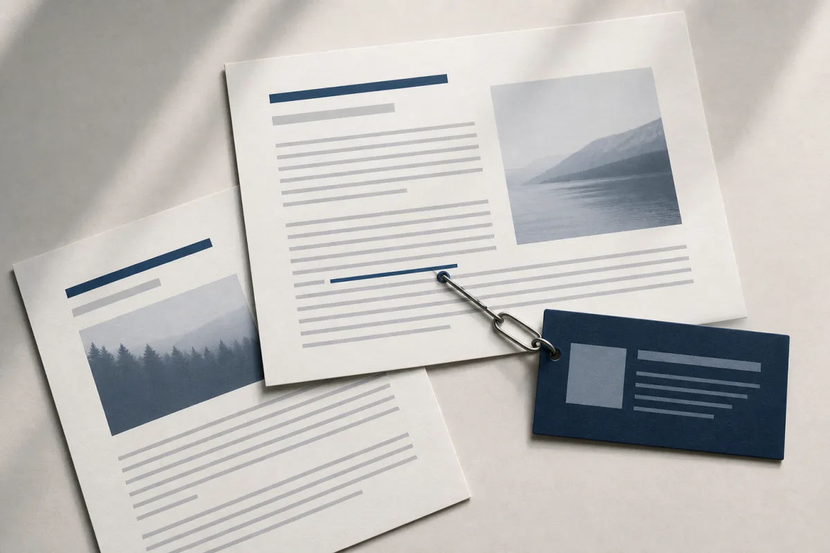 Concept illustration of an article passage connected to a relevant resource.